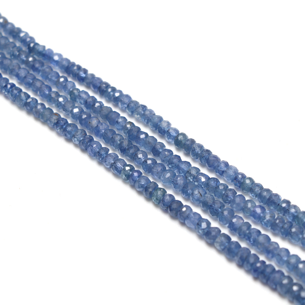 Natural Blue Sapphire Faceted Rondelle Beaded Necklace, 2.5 mm to 5.5 mm, Inner 22 Inches to Outer 25 Inches, Price Per Necklace - National Facets, Gemstone Manufacturer, Natural Gemstones, Gemstone Beads, Gemstone Carvings