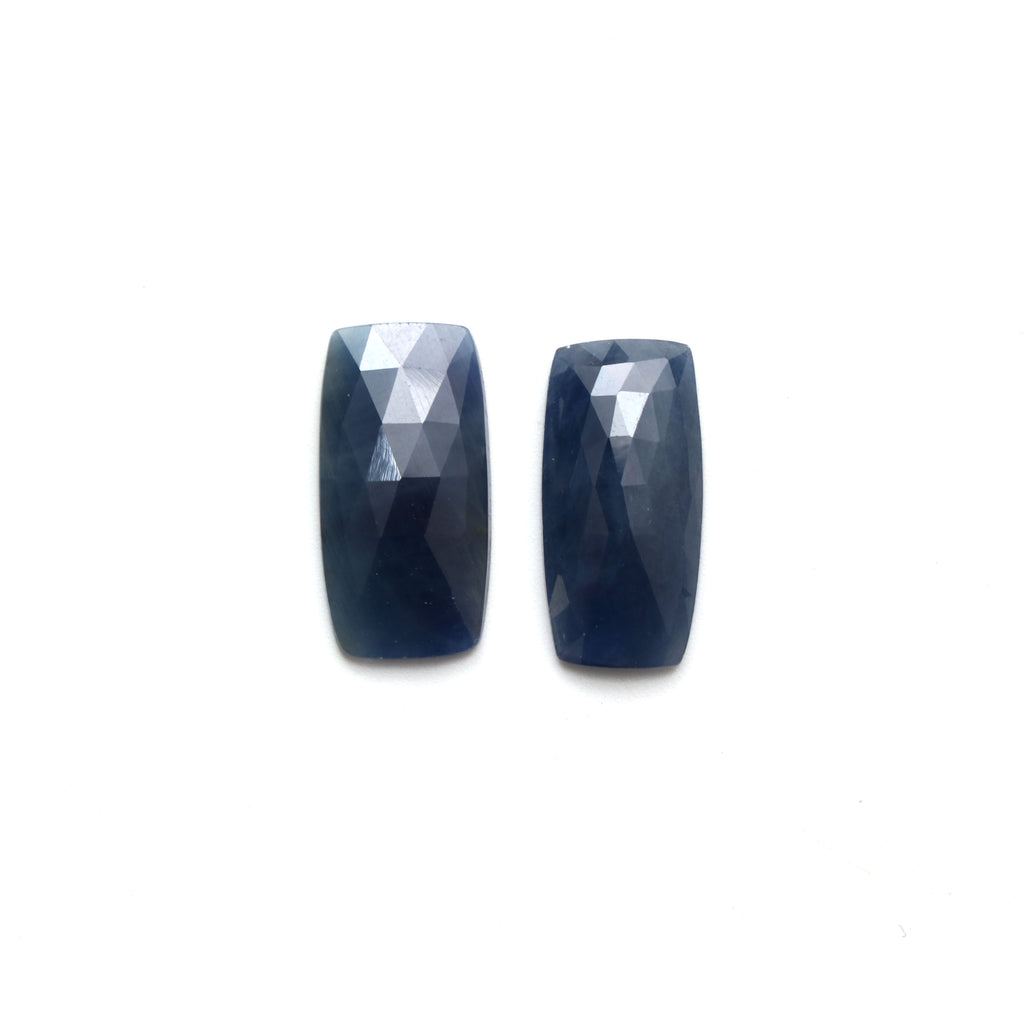 Natural Blue Sapphire Faceted Rectangle Loose Gemstone, 10x20 mm, Blue Sapphire Rectangle Jewelry Making Loose Gemstone , Pair ( 2 Pieces ) - National Facets, Gemstone Manufacturer, Natural Gemstones, Gemstone Beads