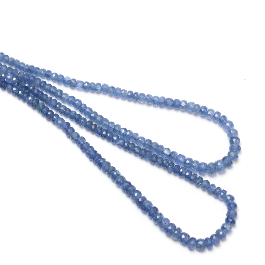 Natural Blue Sapphire Faceted Rondelle Beaded Necklace, 2.5 mm to 5.5 mm, Inner 22 Inches to Outer 25 Inches, Price Per Necklace - National Facets, Gemstone Manufacturer, Natural Gemstones, Gemstone Beads, Gemstone Carvings
