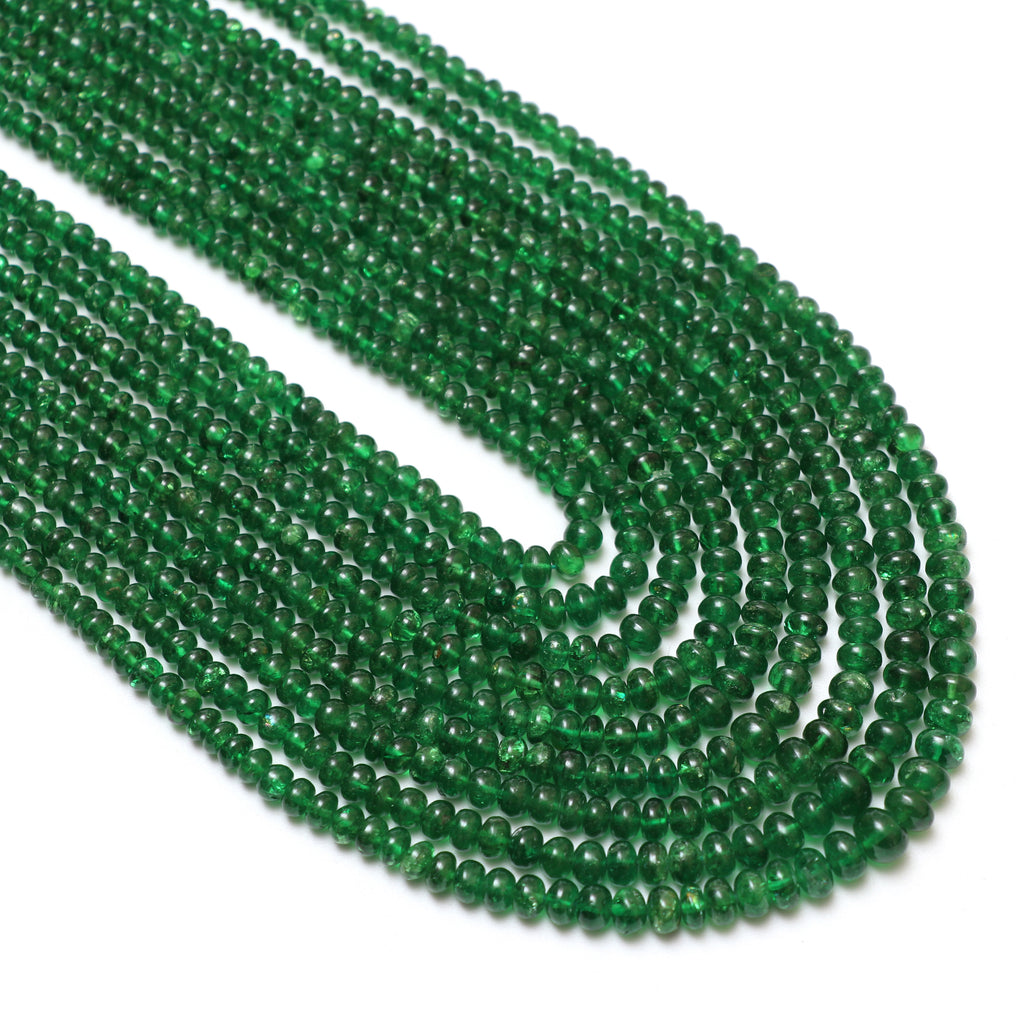 Natural Tsavorite Smooth Rondelle Beaded Necklace, 3 mm to 6 mm, Tsavorite Rondelle, Inner 22 Inches to Outer 27 Inches, Price Per Necklace - National Facets, Gemstone Manufacturer, Natural Gemstones, Gemstone Beads, Gemstone Carvings