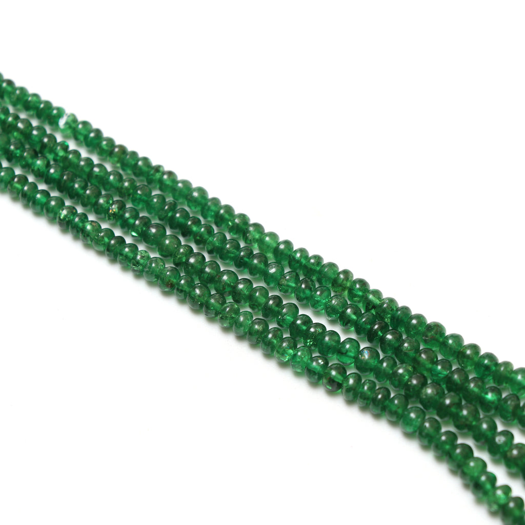 Natural Tsavorite Smooth Rondelle Beaded Necklace, 3 mm to 6 mm, Tsavorite Rondelle, Inner 22 Inches to Outer 27 Inches, Price Per Necklace - National Facets, Gemstone Manufacturer, Natural Gemstones, Gemstone Beads, Gemstone Carvings