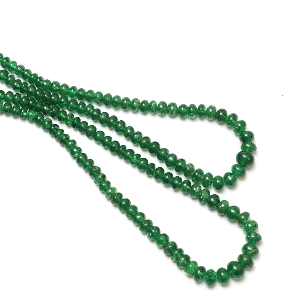 Natural Tsavorite Smooth Rondelle Beaded Necklace, 3 mm to 6 mm, Tsavorite Rondelle, Inner 22 Inches to Outer 27 Inches, Price Per Necklace - National Facets, Gemstone Manufacturer, Natural Gemstones, Gemstone Beads, Gemstone Carvings