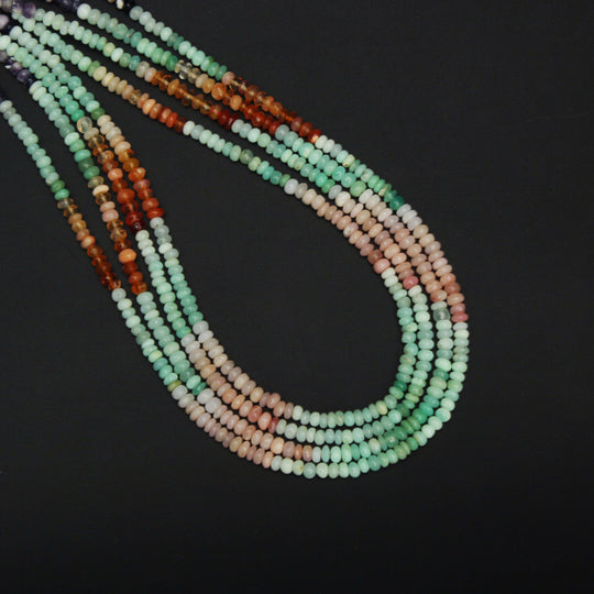 Multi Opal Smooth Rondelle Beads, 3 mm to 3.5 mm, Multi Opal Jewelry Making Beads, 18 Inches Full Strand, Price Per Strand