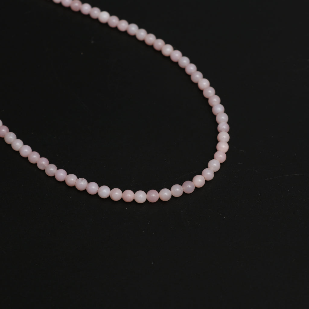 Natural Pink Opal Smooth Round Balls, 4 mm, Pink Opal Jewelry Handmade Gift for Women, 8 Inch/ 16 Inch Full Strand, Price Per Strand - National Facets, Gemstone Manufacturer, Natural Gemstones, Gemstone Beads, Gemstone Carvings