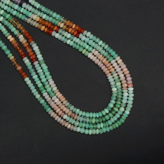 Multi Opal Smooth Rondelle Beads, 4 mm , Multi Opal Jewelry Making Beads, 18 Inches Full Strand, Price Per Strand