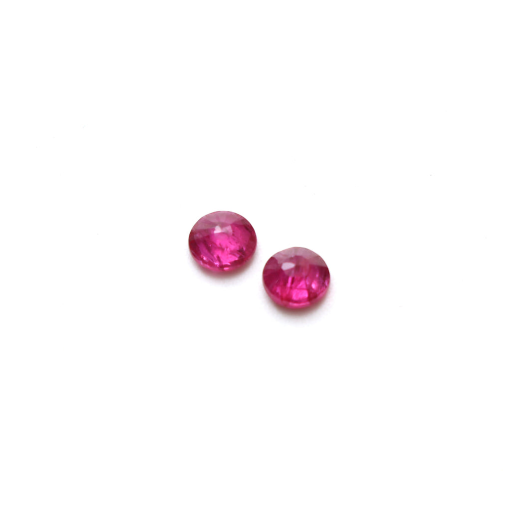 Natural Ruby Faceted Round Loose Gemstone, 5 mm, Ruby Round, Ruby Jewelry Making Gemstone, Pair (2 Pieces) - National Facets, Gemstone Manufacturer, Natural Gemstones, Gemstone Beads