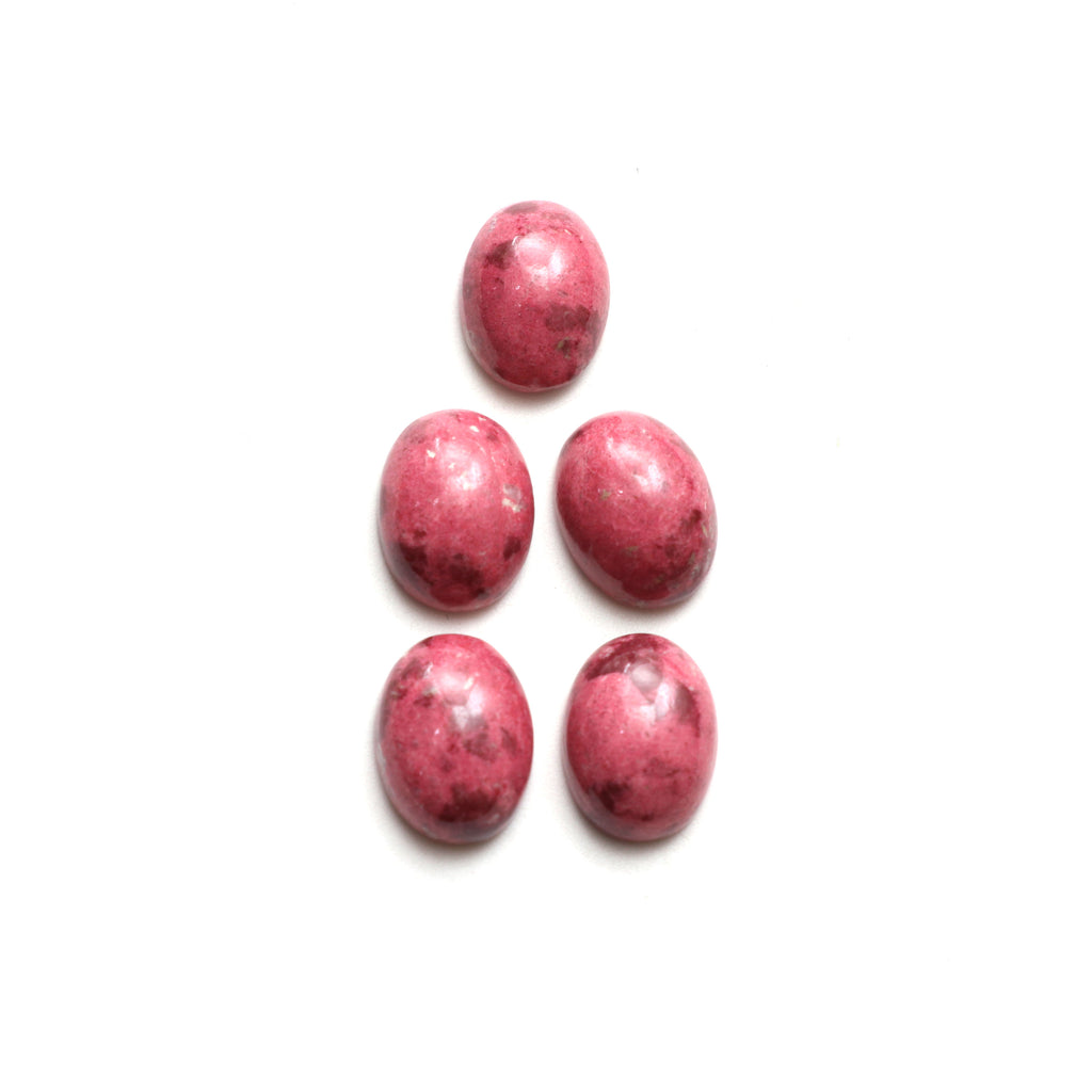 Natural Thulite Smooth Oval Loose Gemstone, 12x16 mm, Thulite Jewelry Handmade Gift for Women, Thulite Oval, 5 Piece - National Facets, Gemstone Manufacturer, Natural Gemstones, Gemstone Beads