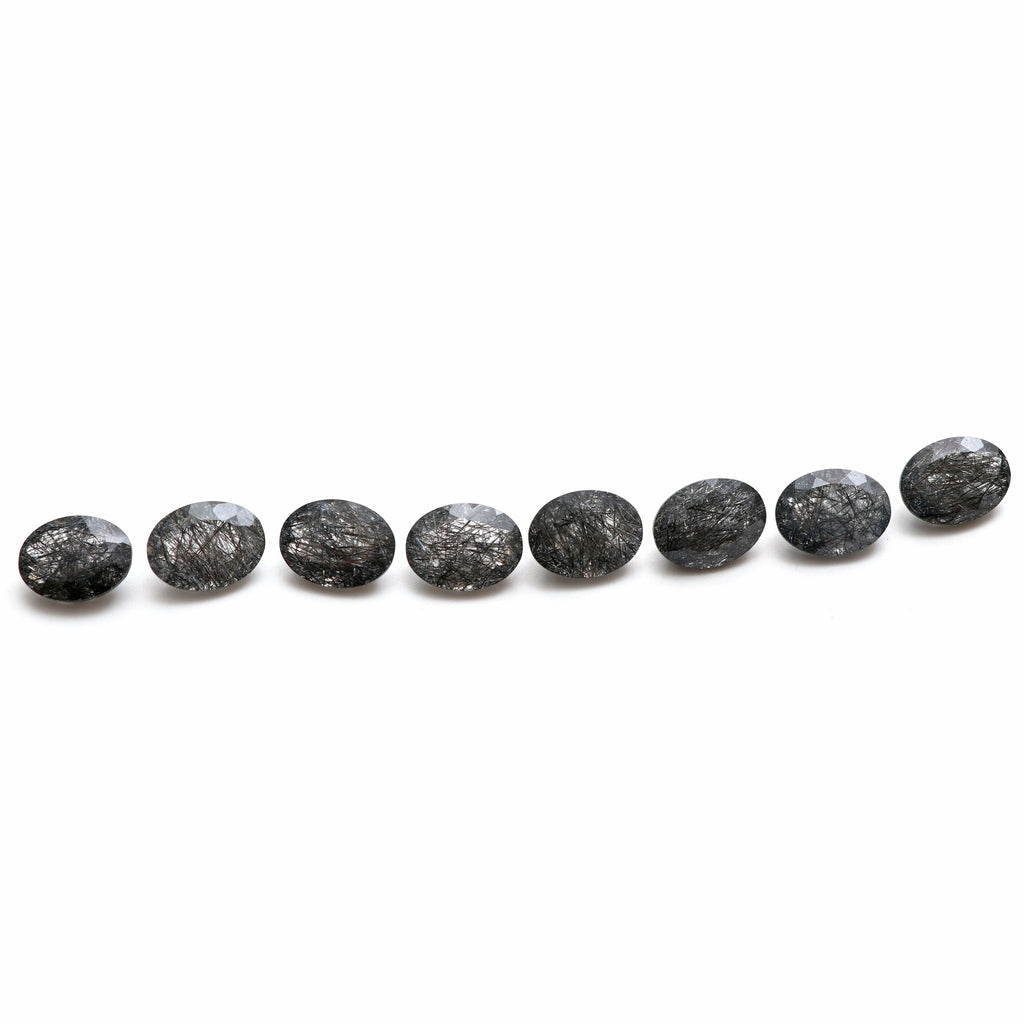 Natural Black Rutile Faceted Oval Loose Gemstone, 12x16 mm, Rutile Oval Jewelry Making Gemstone, Gift For Her, 8 Pieces - National Facets, Gemstone Manufacturer, Natural Gemstones, Gemstone Beads
