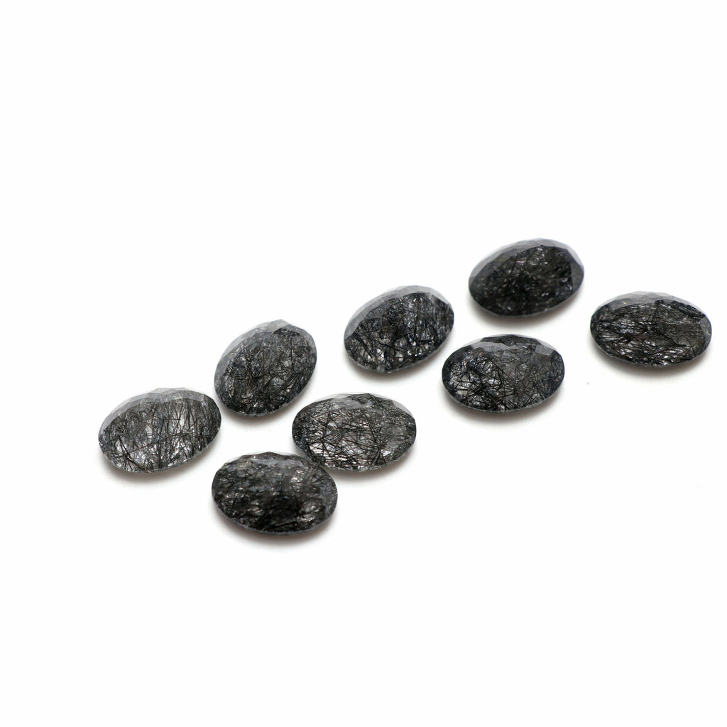 Natural Black Rutile Faceted Oval Loose Gemstone, 12x16 mm, Rutile Oval Jewelry Making Gemstone, Gift For Her, 8 Pieces - National Facets, Gemstone Manufacturer, Natural Gemstones, Gemstone Beads