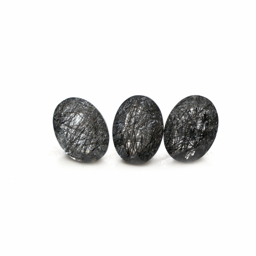 Natural Black Rutile Faceted Oval Loose Gemstone, 12x16 mm, Rutile Oval Jewelry Making Gemstone, Gift For Her, 8 Pieces - National Facets, Gemstone Manufacturer, Natural Gemstones, Gemstone Beads