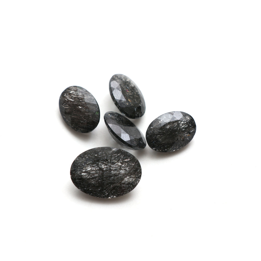 Natural Black Rutile Faceted Oval Loose Gemstone, 10x14 mm to 13x18 mm, Rutile Oval Jewelry Making Gemstone, Gift For Her, 5 Pieces - National Facets, Gemstone Manufacturer, Natural Gemstones, Gemstone Beads