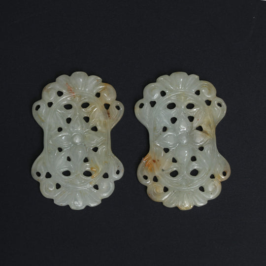 天然ホワイトサファイア彫刻オーバルルースジェムストーン - 25x38 mm - サファイアオーバルジュエリーメイキングジェムストーン、彼女へのギフト、ペア（2個）