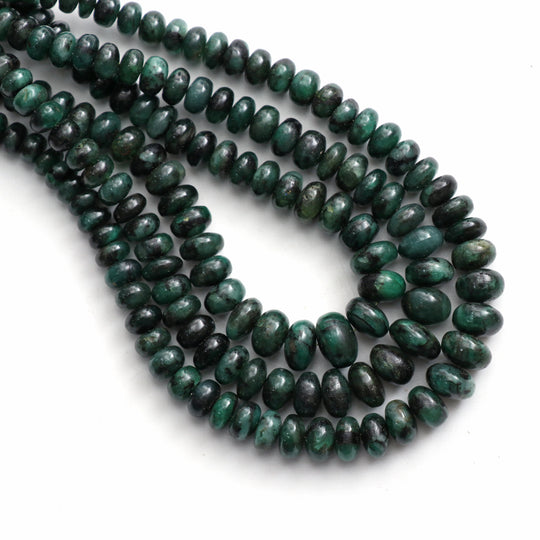 Emerald Smooth Rondelle Beads, 5.5 mm to 9.5 mm, Emerald Jewelry Making Beads, 18 Inches Full Strand, Price Per Strand