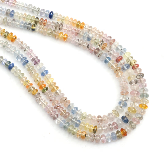 Multi Sapphire Smooth Rondelle Beads, 3.5 mm to 5 mm, Sapphire Jewelry Making Beads, 18 Inch Strand, Price Per Strand