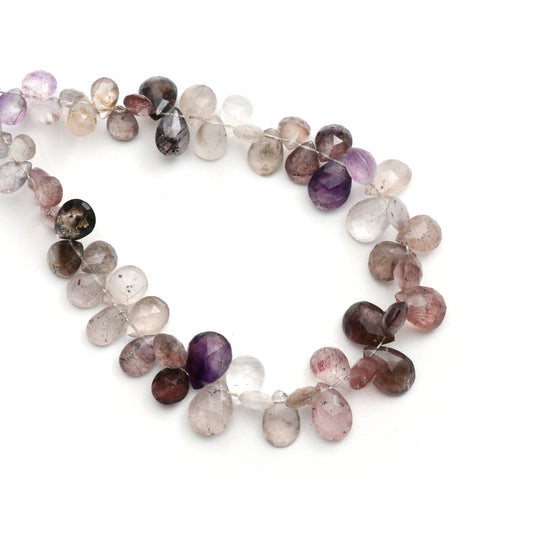 Sagentic クォーツファセットペアビーズ、5x7 mm ～ 8x11.5 mm、Sagentic ジュエリーメイキングビーズ、8 インチフルストランド、1 ストランドあたりの価格