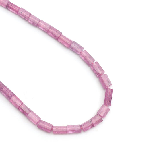 Pink Sapphire Faceted Cylinder Beads, 3.5x5.5 mm to 4.5x9 mm, Sapphire Jewelry Making Beads, 20 Inches Strand, Price Per Strand