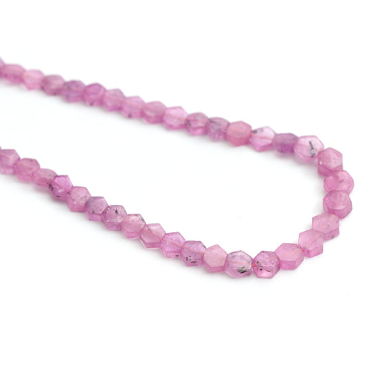 Pink Sapphire Smooth Hexagon Beads, 4x4.5 mm to 5.5x6.5 mm, Sapphire Jewelry Making Beads, 20 Inches Strand, Price Per Strand
