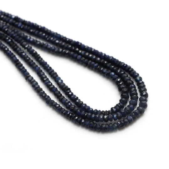 Blue Sapphire Faceted Rondelle Beads, 2 mm to 4 mm, Sapphire Jewelry Making Beads, 17 Inches Full Strand, Price Per Strand