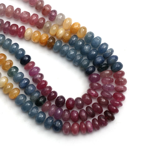 Multi Sapphire Smooth Rondelle Beads, 6.5 mm to 7.5 mm, Sapphire Jewelry Making Beads, 18 Inch Strand, Price Per Strand