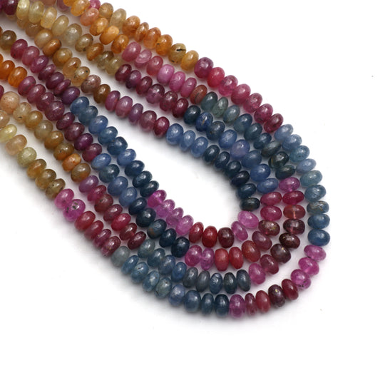 Multi Sapphire Smooth Rondelle Beads, 7 mm, Sapphire Jewelry Making Beads, 18 Inches Strand, Price Per Strand