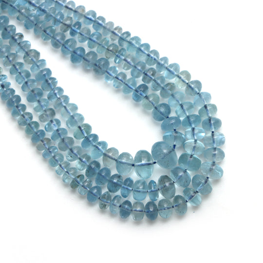 2.5 mm to 5.5 mm Natural Aquamarine Rondelle Gemstone Beads