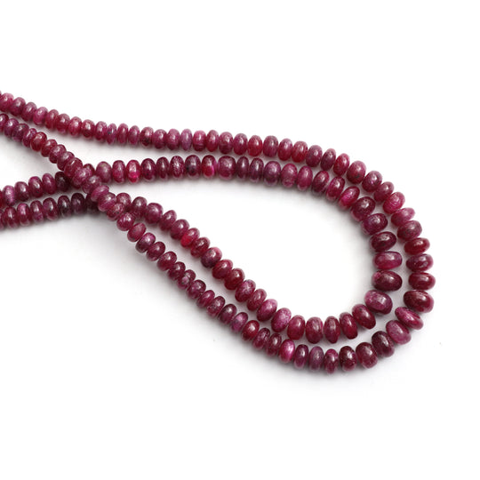 Natural Ruby Smooth Rondelle Beads, 3.5mm To 7.5mm , Ruby Jewelry Handmade , 18 Inches Full Strand, Price Per Strand