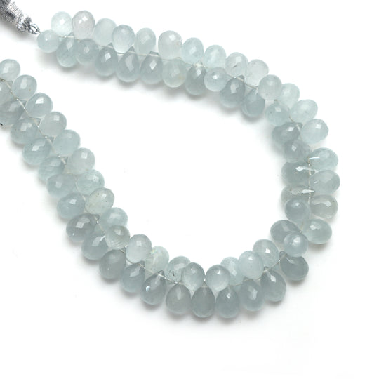 5.5x8.5 mm to 6.5x9.5 mm Natural Aquamarine Faceted Teardrop Beads