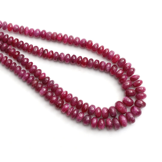 Natural Ruby Smooth Rondelle Beads, 3mm To 7mm , Ruby Jewelry Handmade , 18 Inches Full Strand, Price Per Strand