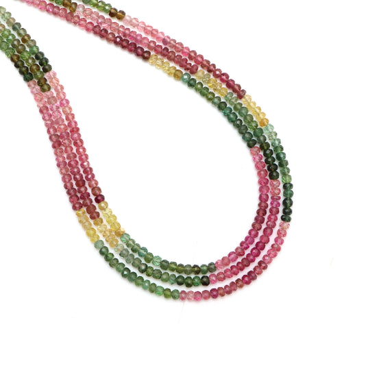 3mm Natural Multi Tourmaline Faceted Rondelle Shape Beads