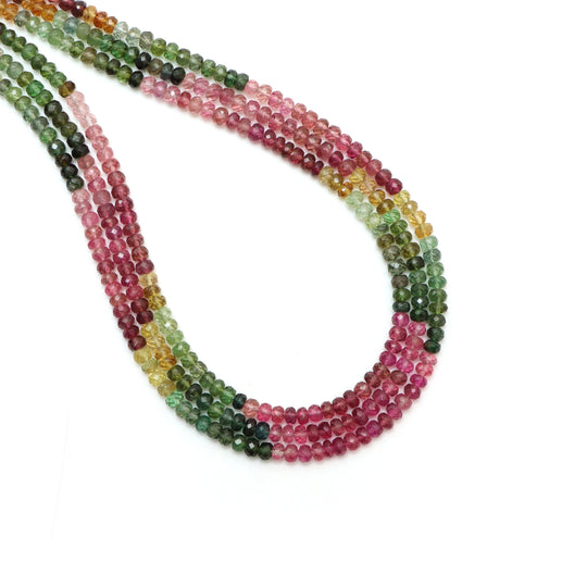 3.5mm Multi Tourmaline Faceted Rondelle Shape Beads