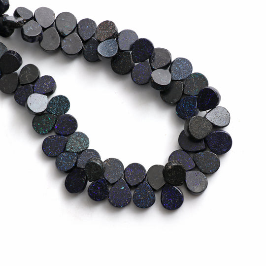Black Matrix Pear Both Side Flat Smooth Beads, 7x9mm To 11x14mm , Opal Jewelry Making Beads, Gems Quality, 18 Inches , Price Per Strand