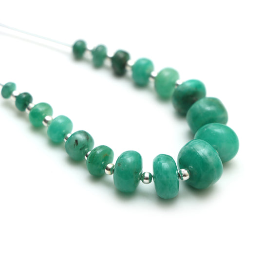 Emerald Smooth Rondelle Beads, 5 mm To 13 mm, Emerald Jewelry Making Beads, 5 Inches Full Strand, Price Per Strand