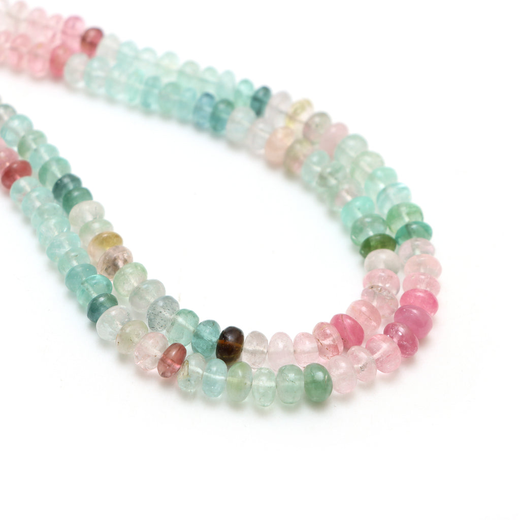 Multi Tourmaline Smooth Rondelle Beads