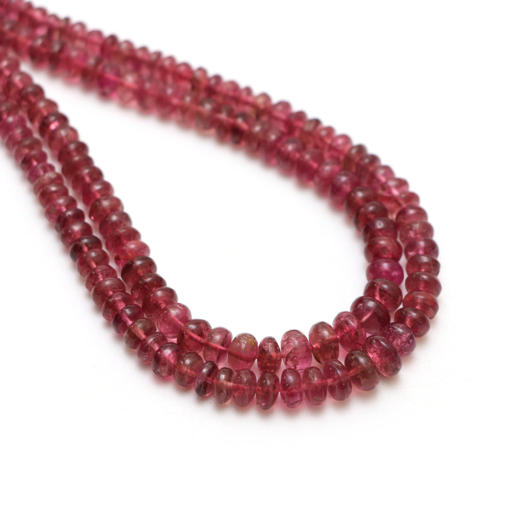 Pink Tourmaline Smooth Rondelle Beads