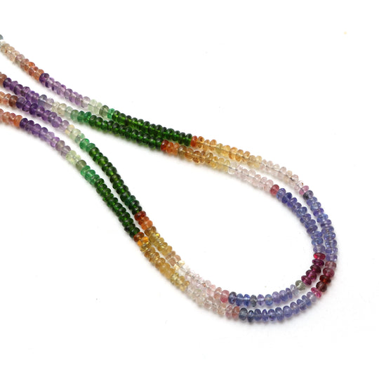 Natural 4mm Mix Semi Precious Smooth Rondelle Shape Beads