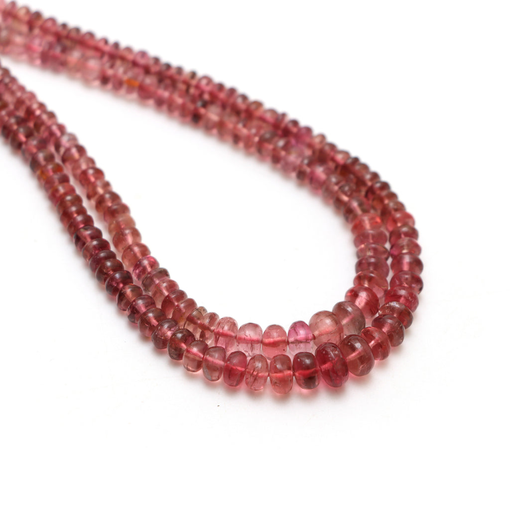 Pink Tourmaline Smooth Rondelle Beads