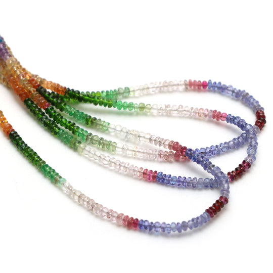 Natural 3-3.5 mm Mix Semi Precious Smooth Rondelle Shape Beads