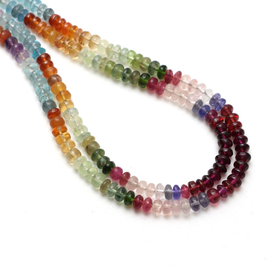 5mm Mix Semi Precious Smooth Rondelle Shape Beads