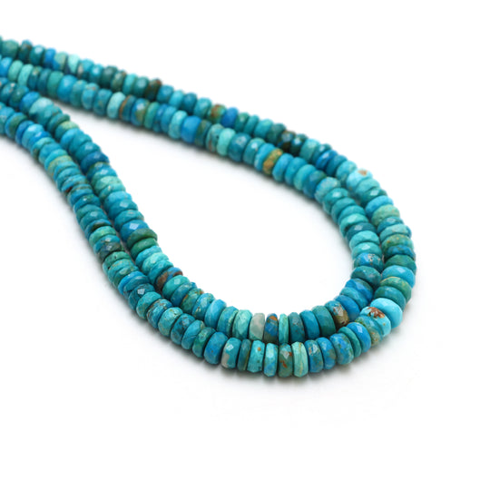 4.5 mm To 6.5 mm Turquoise Faceted Tyre Beads