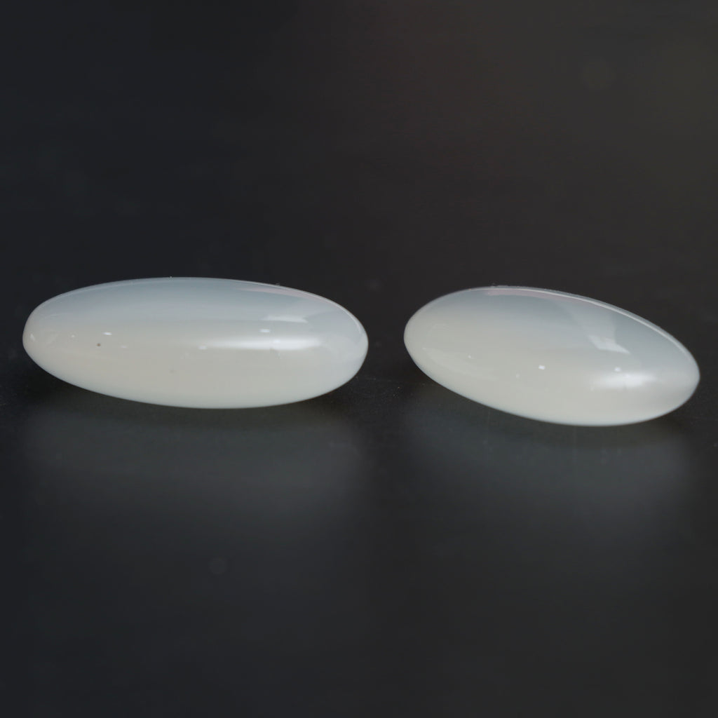 Natural White Moonstone Smooth Oval Loose Gemstone, 18x30 mm, White Moonstone Oval Jewelry Making Gemstone, Gift for Women, Pair (2 Pieces) - National Facets, Gemstone Manufacturer, Natural Gemstones, Gemstone Beads