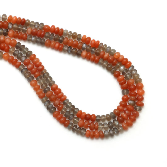 Multi Moonstone Smooth Rondelle Beads, 4.5 mm to 5.5 mm, Moonstone Jewelry Making Beads, 18 Inches Full Strand, Price Per Strand