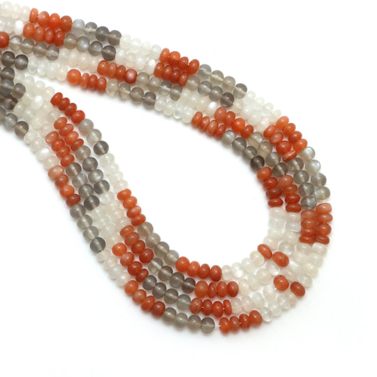 Multi Moonstone Smooth Rondelle Beads, 4.5 mm to 5 mm, Moonstone Jewelry Making Beads, 18 Inches Full Strand, Price Per Strand