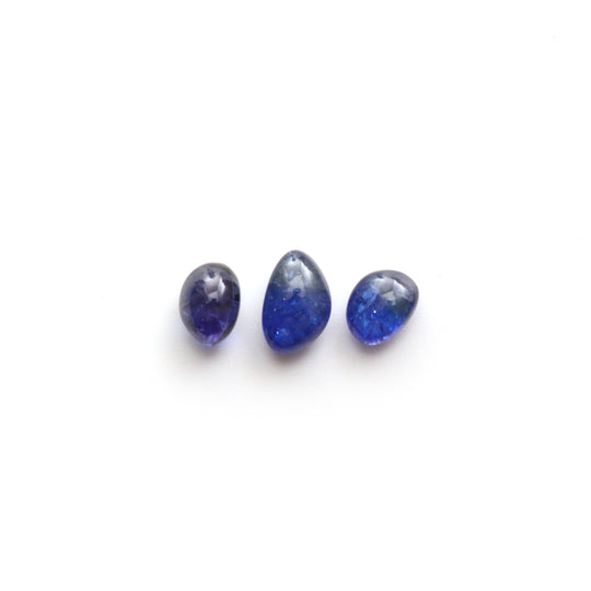Natural Tanzanite Smooth Tumble Loose Gemstone , 8x10mm To 8x13mm, Gemstone Cabochons, Gem Quality, Set Of 3 Pieces