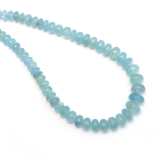 Milky Aquamarine Smooth Rondelle Beads, 5.5 mm to 9.5 mm, Aquamarine Jewelry Making Beads, 18 Inches Full Strand, Price Per Strand