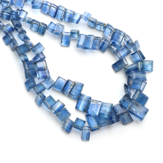 Kyanite Faceted Rectangle Beads, 6x4mm To 8x12mm, Kyanite Jewelry Making Beads, 14 Inches Full Strand, Price Per Strand