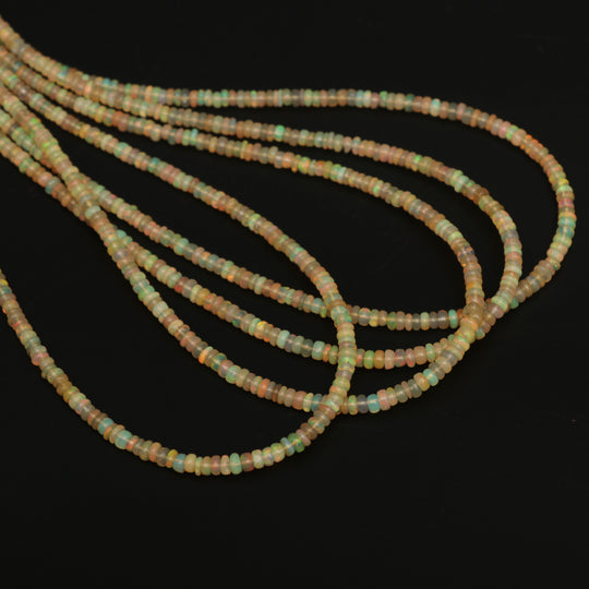 Natural Honey Ethiopian Opal Smooth Roundel Beads, 3mm To 4mm, Opal Jewelry Making Beads, 16 Inch Full Strand, Price Per Strand