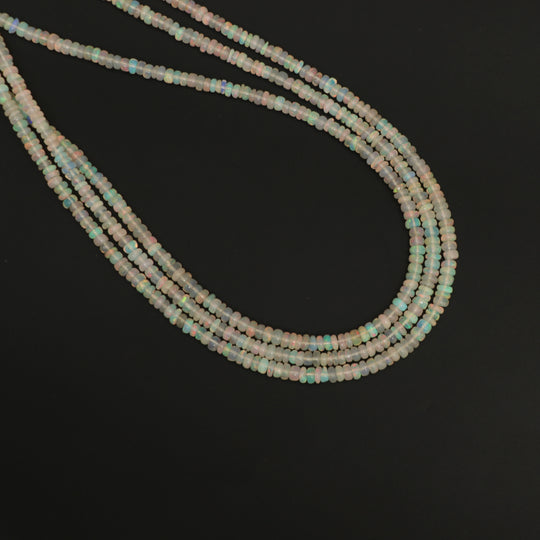 Natural White Ethiopian Opal Smooth Roundel Beads 3 mm to 3.5 mm, Ethiopian Opal Beads, Gem Quality , 16 Inch Full Strand, Price Per Strand
