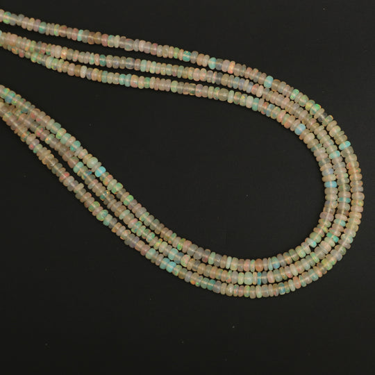 Natural Golden Ethiopian Opal Smooth Roundel Beads 2.5 mm to 3.5 mm, Opal Jewelry Making Beads, 16 Inch Full Strand, Price Per Strand