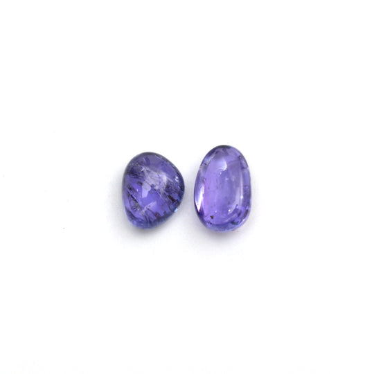 Natural Tanzanite Smooth Tumble Loose Gemstone , 10x13mm To 9.5x14.5mm, Gemstone Cabochons, Gem Quality, Set Of 2 Pieces