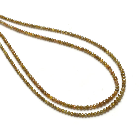 黄緑色のダイヤモンドファセットロンデルビーズ、1.5〜3.5mm、ダイヤモンドジュエリーメイキングビーズ、38cmストランド、1ストランドあたりの価格